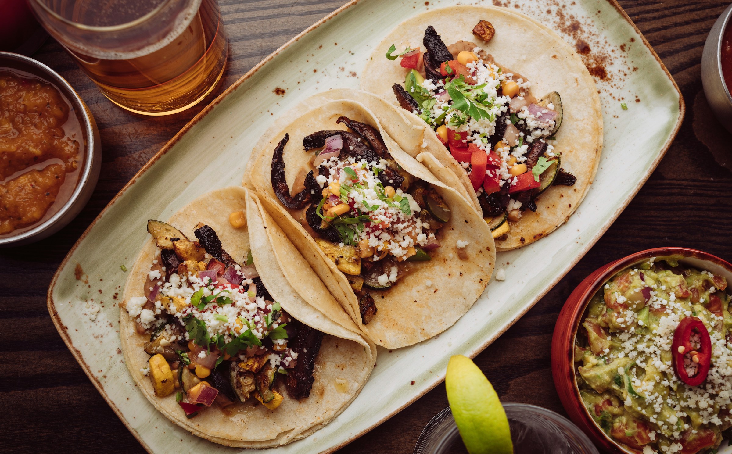 Freshly cooked tacos ready to be served