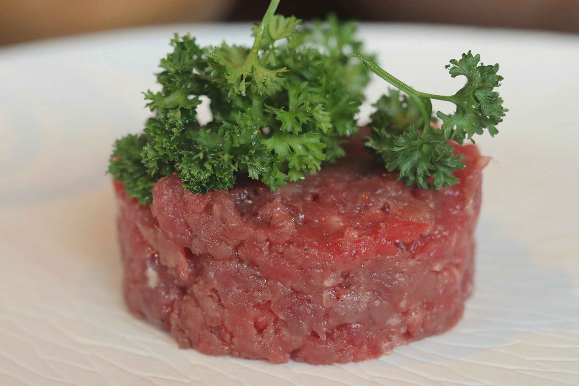 Beef tartare — Smoked shallot, cured yolk, rye