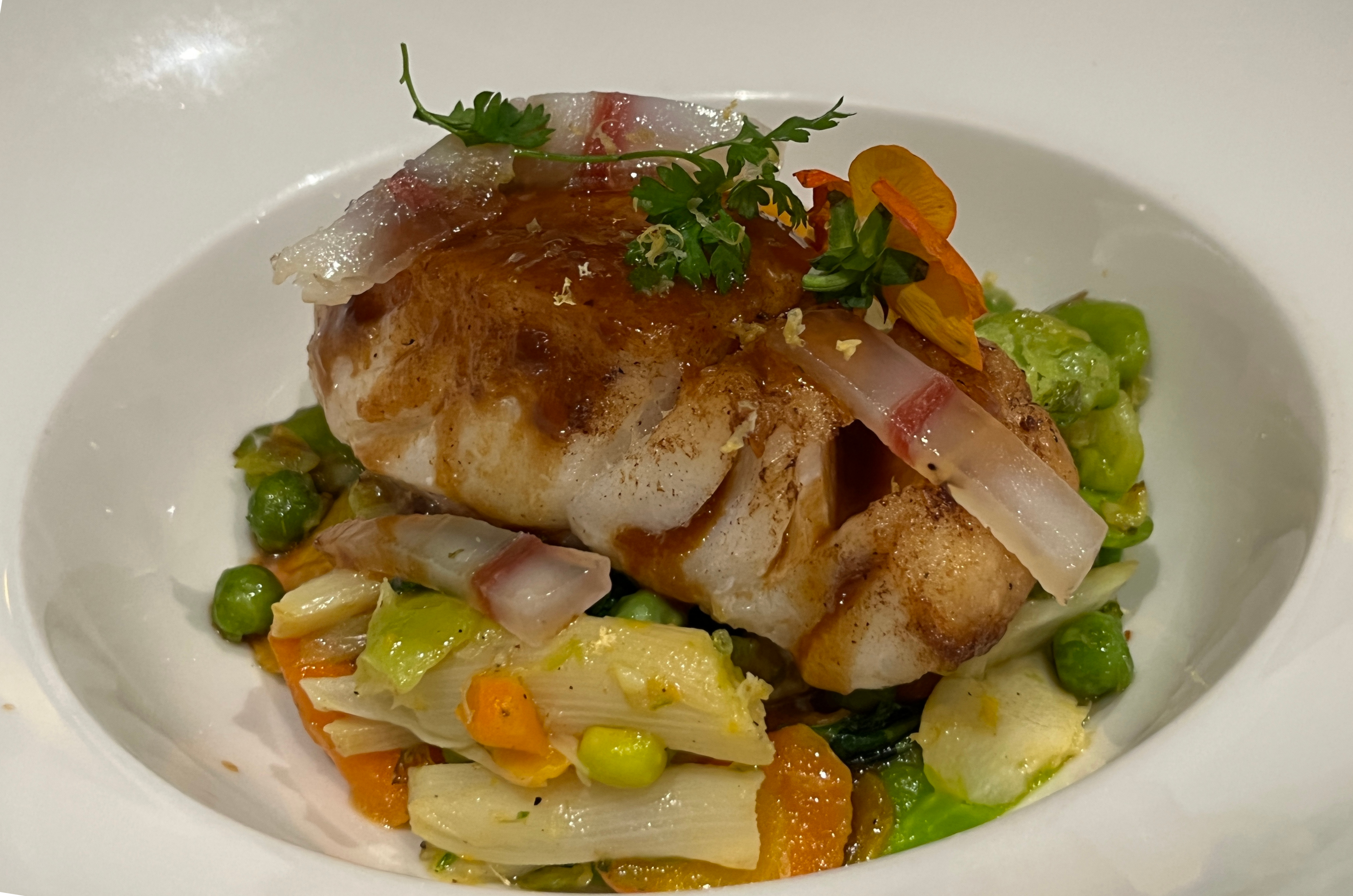 Monkfish — Saffron, fennel, mussel cream